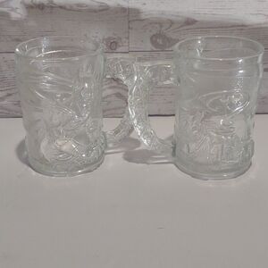 1995 Vintage McDonald's Batman Forever Batman Gothom CityGlass Mugs Set Of 2